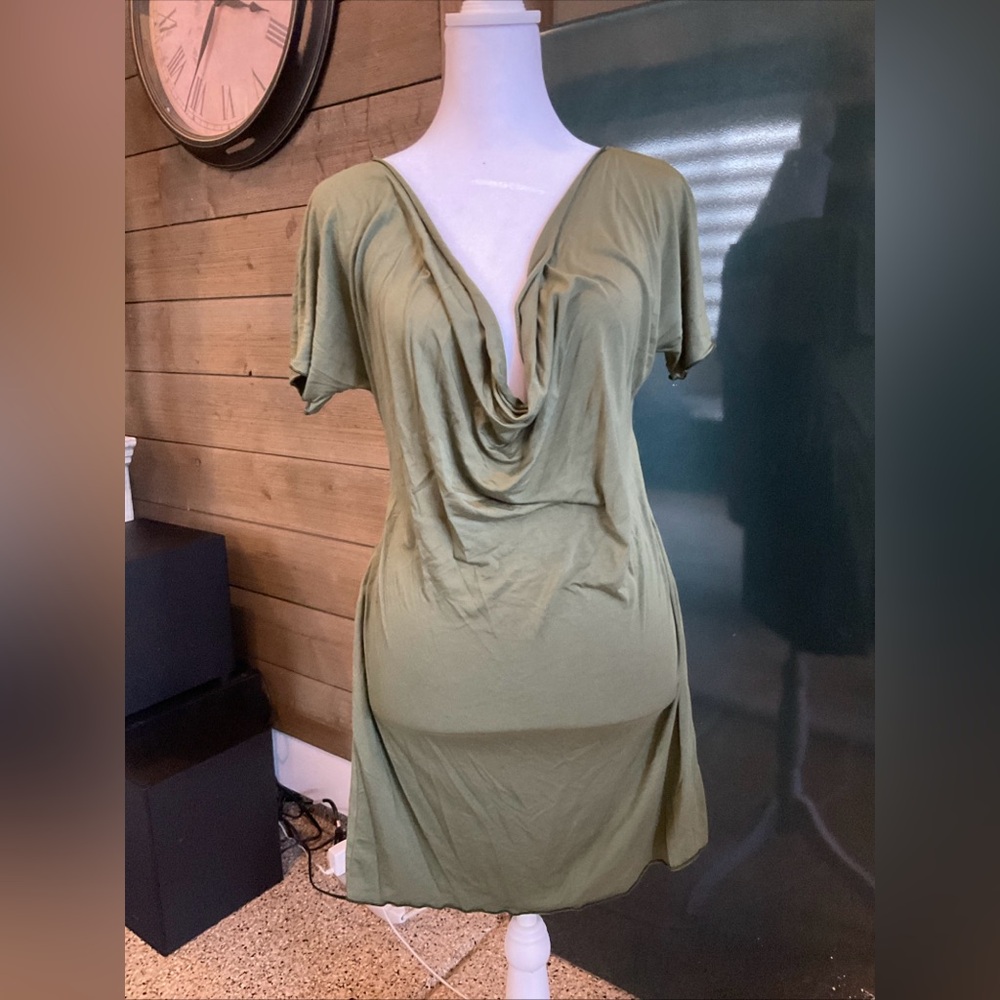 Michelle Jonas Sage Green Drape Mini Dress